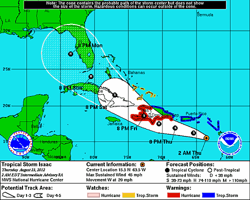 TS Isaac updated
            forecast